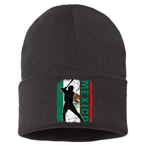 Mexican Baseball Player Mexico Flag Baseball Fans Sustainable Knit Beanie