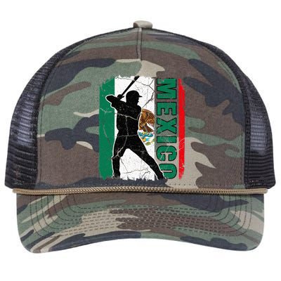 Mexican Baseball Player Mexico Flag Baseball Fans Retro Rope Trucker Hat Cap