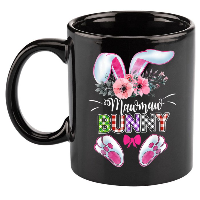 Mawmaw Bunny Plaid Shirt Happy Easter Day 11oz C Handle Ceramic Mug