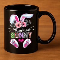 Mawmaw Bunny Plaid Shirt Happy Easter Day 11oz C Handle Ceramic Mug