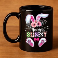 Mawmaw Bunny Plaid Shirt Happy Easter Day 11oz C Handle Ceramic Mug