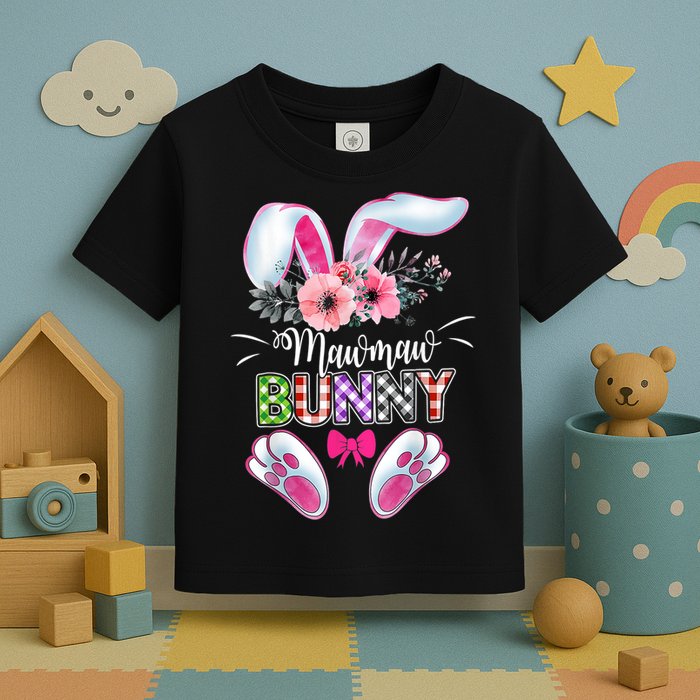 Mawmaw Bunny Plaid Shirt Happy Easter Day Toddler T-Shirt