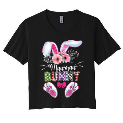 Mawmaw Bunny Plaid Shirt Happy Easter Day Crop Top