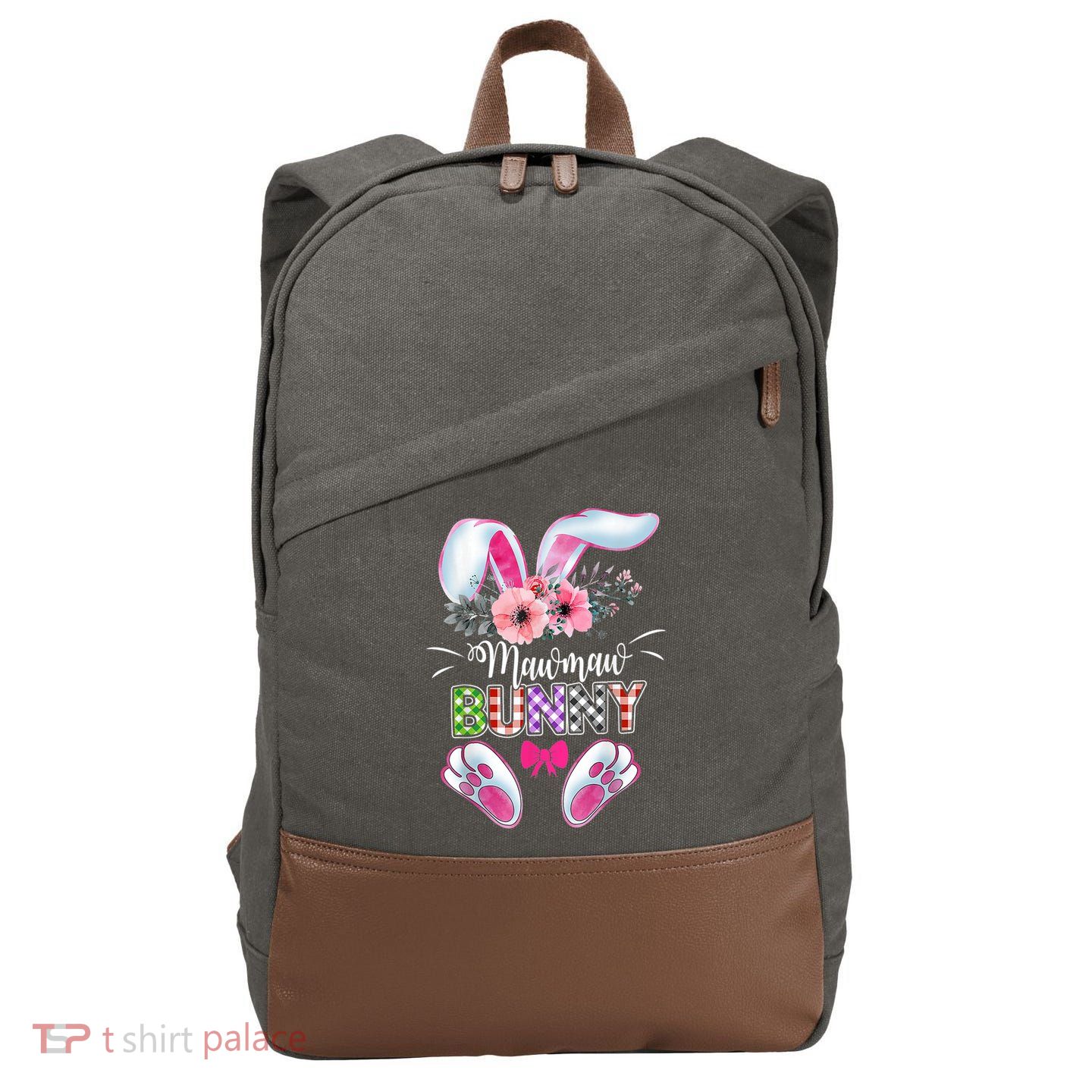 Mawmaw Bunny Plaid Shirt Happy Easter Day Cotton Canvas Backpack