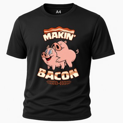 Makin Bacon Pig Funny Meatatarian Zany Brainy Cooling Performance Crew T-Shirt