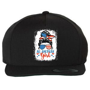 Messy Bun Patriotic | All American Girl 4th Of July Wool Snapback Cap