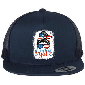 Messy Bun Patriotic | All American Girl 4th Of July Flat Bill Trucker Hat