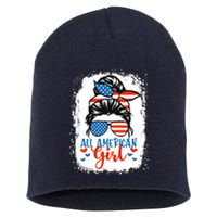 Messy Bun Patriotic | All American Girl 4th Of July Short Acrylic Beanie