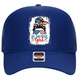 Messy Bun Patriotic | All American Girl 4th Of July High Crown Mesh Back Trucker Hat