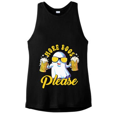 More Boos Please Ghost Beer Retro Halloween Drinking Ladies PosiCharge Tri-Blend Wicking Tank