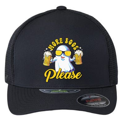 More Boos Please Ghost Beer Retro Halloween Drinking Flexfit Unipanel Trucker Cap
