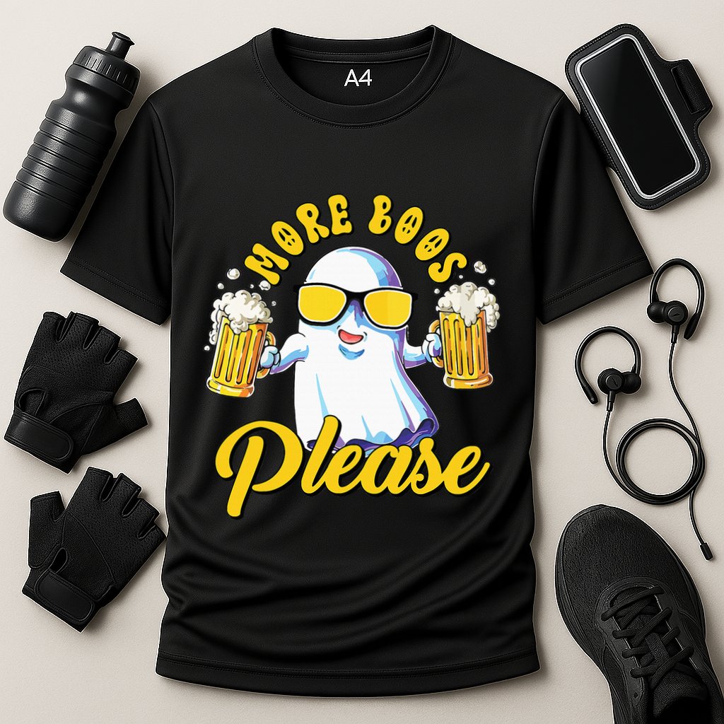More Boos Please Ghost Beer Retro Halloween Drinking Performance Shirt