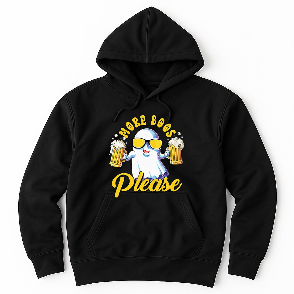 More Boos Please Ghost Beer Retro Halloween Drinking Hoodie