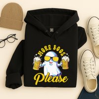 More Boos Please Ghost Beer Retro Halloween Drinking Hoodie