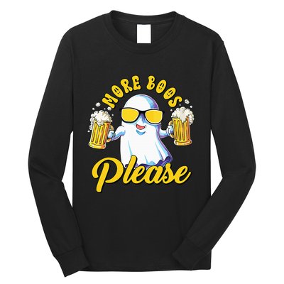 More Boos Please Ghost Beer Retro Halloween Drinking Long Sleeve Shirt