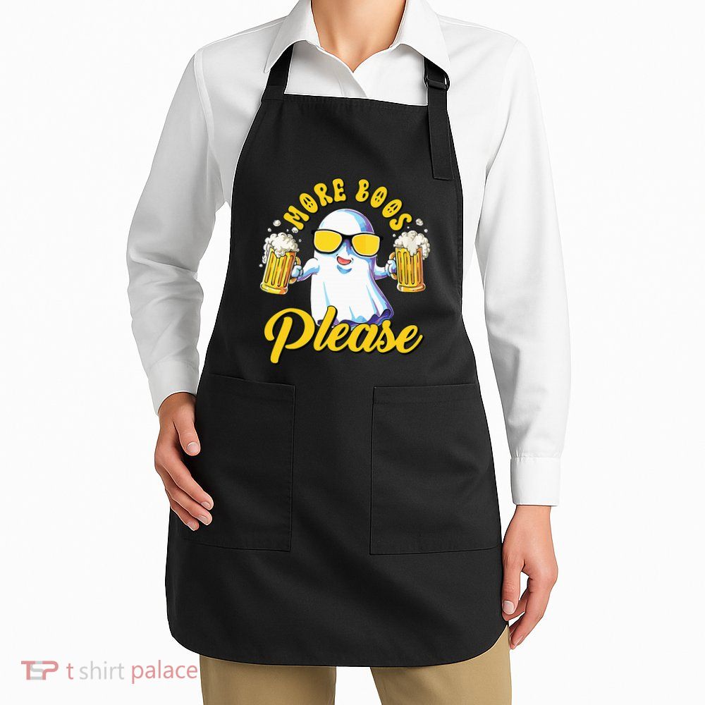 More Boos Please Ghost Beer Retro Halloween Drinking Apron