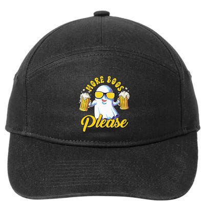 More Boos Please Ghost Beer Retro Halloween Drinking 7-Panel Snapback Hat
