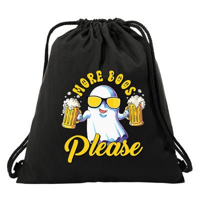 More Boos Please Ghost Beer Retro Halloween Drinking Drawstring Bag