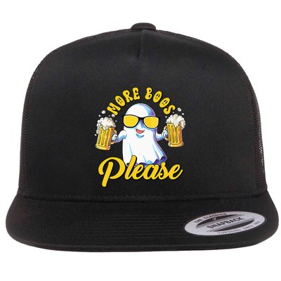 More Boos Please Ghost Beer Retro Halloween Drinking Flatbill Hat