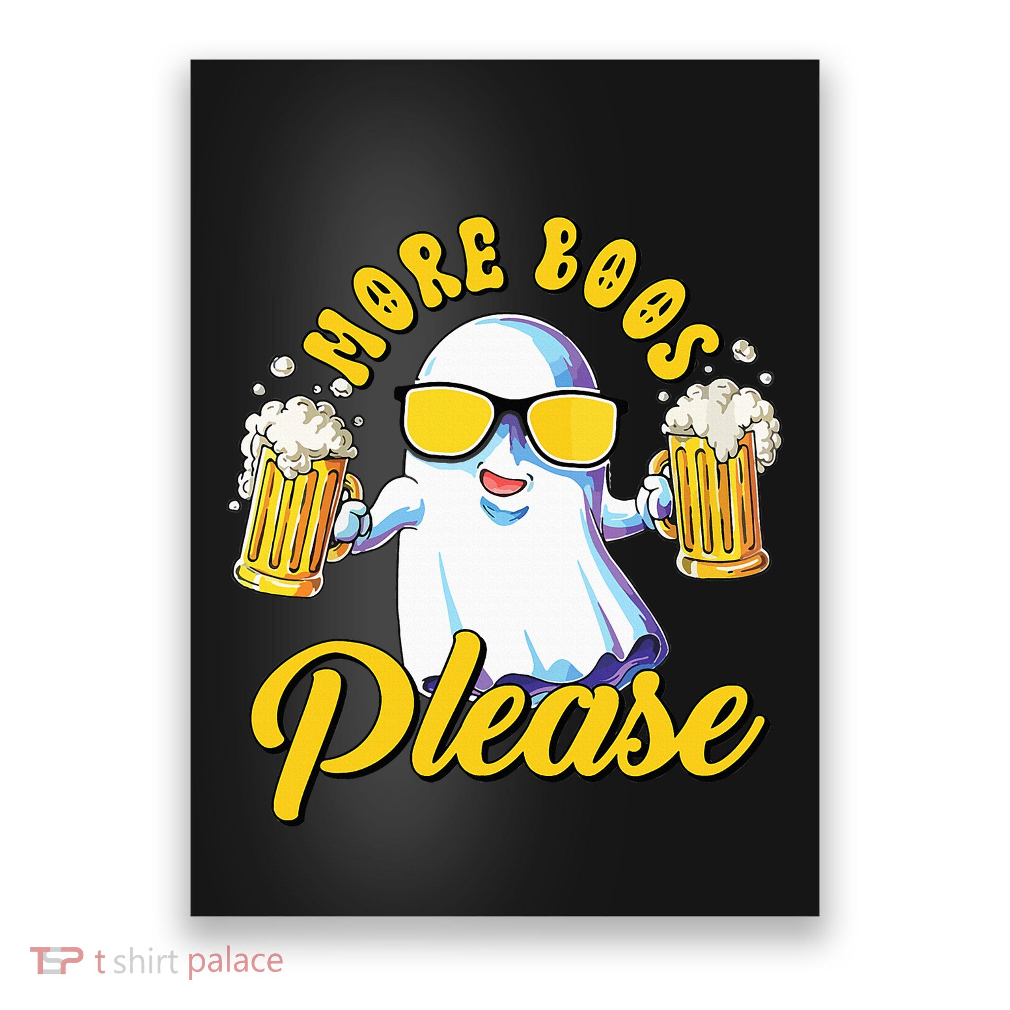 More Boos Please Ghost Beer Retro Halloween Drinking Poster