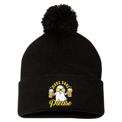 More Boos Please Ghost Beer Retro Halloween Drinking Pom Pom 12in Knit Beanie