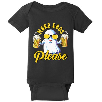 More Boos Please Ghost Beer Retro Halloween Drinking Baby Bodysuit