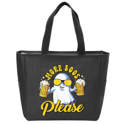 More Boos Please Ghost Beer Retro Halloween Drinking Zip Tote Bag