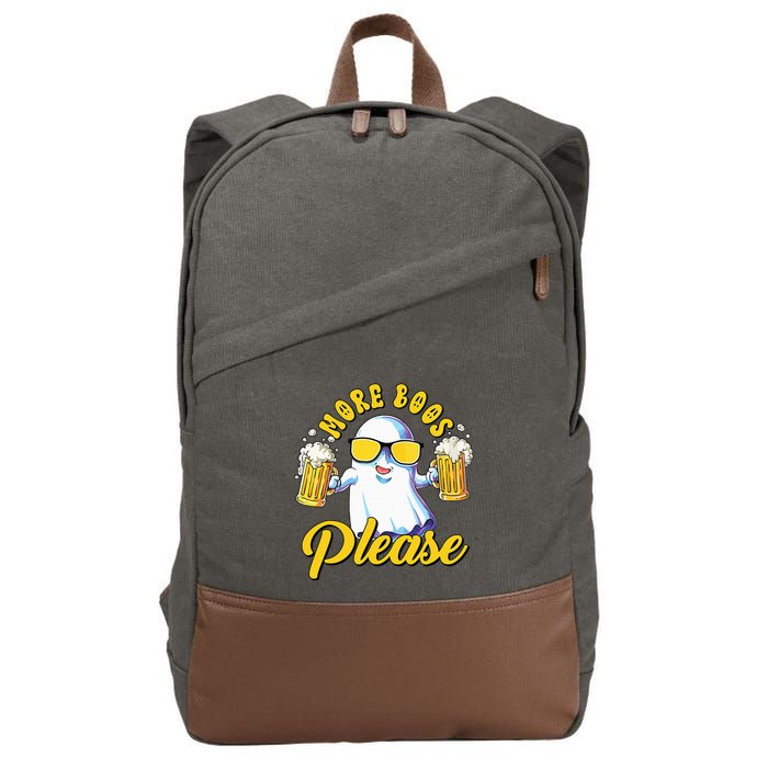 More Boos Please Ghost Beer Retro Halloween Drinking Cotton Canvas Backpack