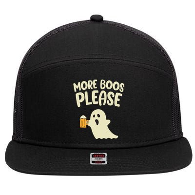 More Boos Please Cute Funny Halloween Ghost Party 7 Panel Mesh Trucker Snapback Hat