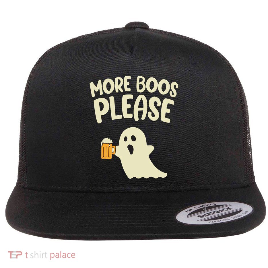 More Boos Please Cute Funny Halloween Ghost Party Flatbill Hat