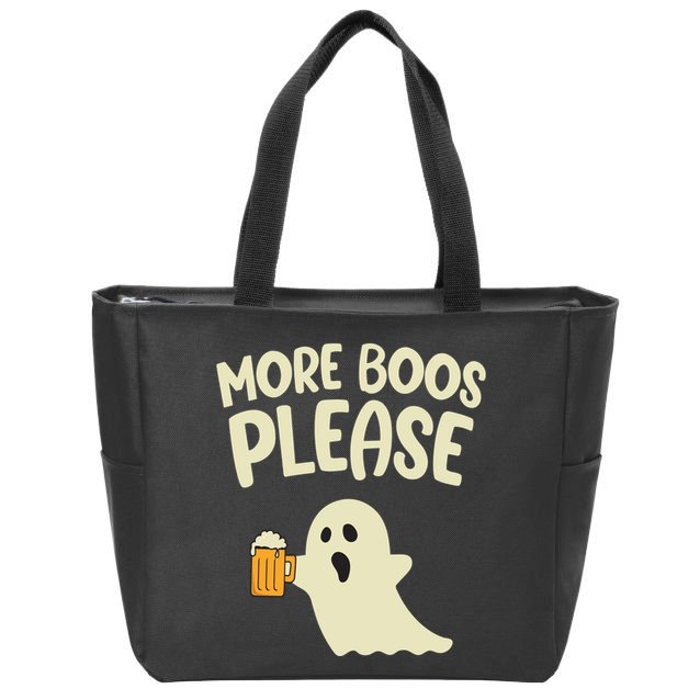 More Boos Please Cute Funny Halloween Ghost Party Zip Tote Bag