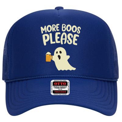 More Boos Please Cute Funny Halloween Ghost Party High Crown Mesh Back Trucker Hat