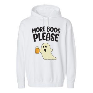 More Boos Please Cute Funny Halloween Ghost Party Garment-Dyed Fleece Hoodie