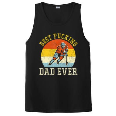 Mens Best Pucking DAD Retro Father's Day Gift For Hockey Dad PosiCharge Competitor Tank