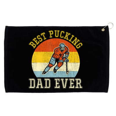 Mens Best Pucking DAD Retro Father's Day Gift For Hockey Dad Grommeted Golf Towel