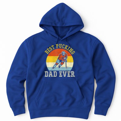 Mens Best Pucking DAD Retro Father's Day Gift For Hockey Dad Hoodie