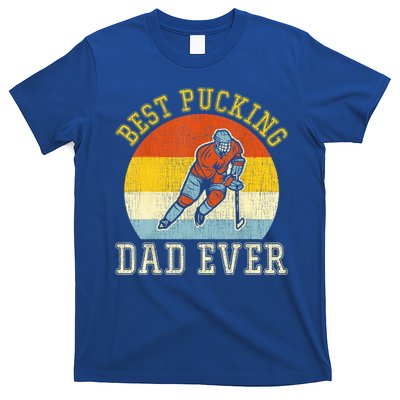 Mens Best Pucking DAD Retro Father's Day Gift For Hockey Dad T-Shirt