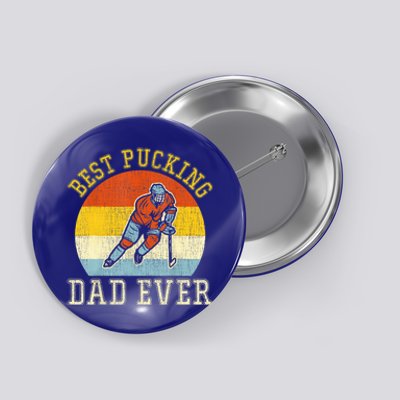 Mens Best Pucking DAD Retro Father's Day Gift For Hockey Dad Button