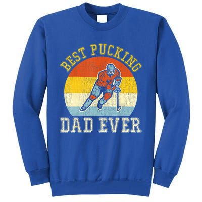 Mens Best Pucking DAD Retro Father's Day Gift For Hockey Dad Tall Sweatshirt