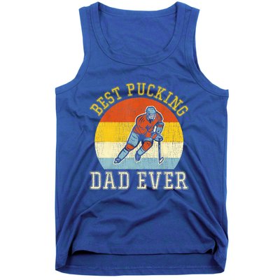 Mens Best Pucking DAD Retro Father's Day Gift For Hockey Dad Tank Top