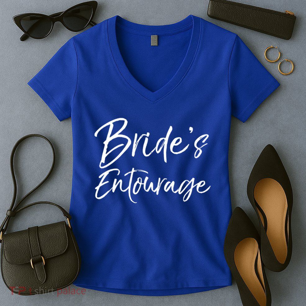 Matching Bachelorette Party Bridesmaids Bride's Entourage Gift Women's V-Neck T-Shirt