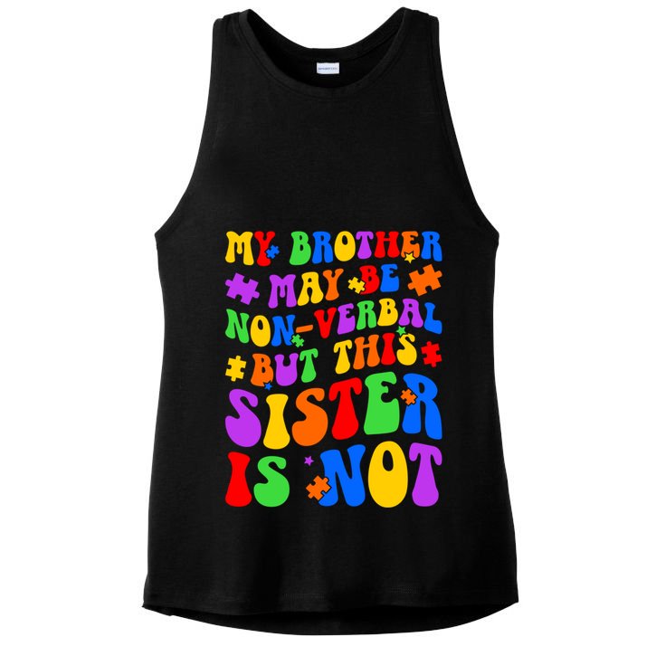 My Brother Proud Autism Sister Ladies PosiCharge Tri-Blend Wicking Tank