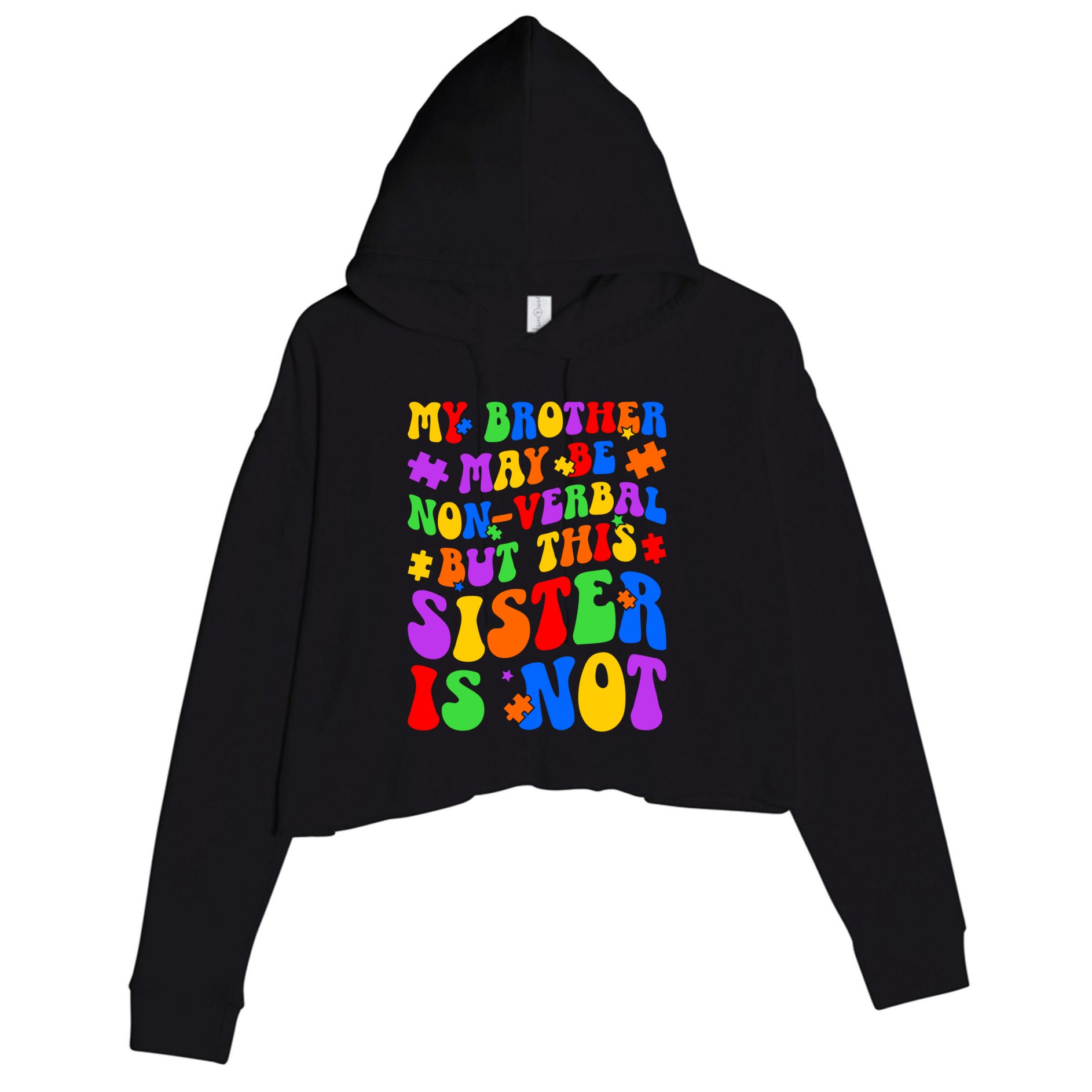 My Brother Proud Autism Sister Crop Fleece Hoodie