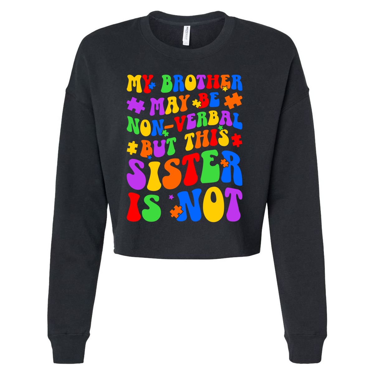 My Brother Proud Autism Sister Cropped Pullover Crew