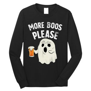 More Boos Please Ghost Beer Retro Halloween Drinking Long Sleeve Shirt