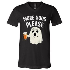 More Boos Please Ghost Beer Retro Halloween Drinking V-Neck T-Shirt