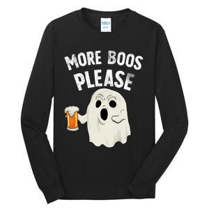 More Boos Please Ghost Beer Retro Halloween Drinking Tall Long Sleeve T-Shirt