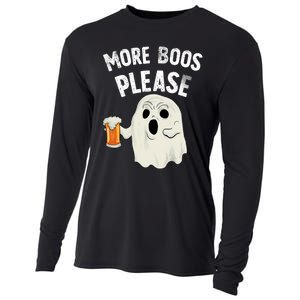 More Boos Please Ghost Beer Retro Halloween Drinking Cooling Performance Long Sleeve Crew