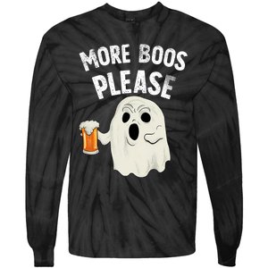 More Boos Please Ghost Beer Retro Halloween Drinking Tie-Dye Long Sleeve Shirt