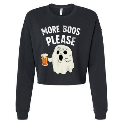 More Boos Please Ghost Beer Retro Halloween Drinking Cropped Pullover Crew